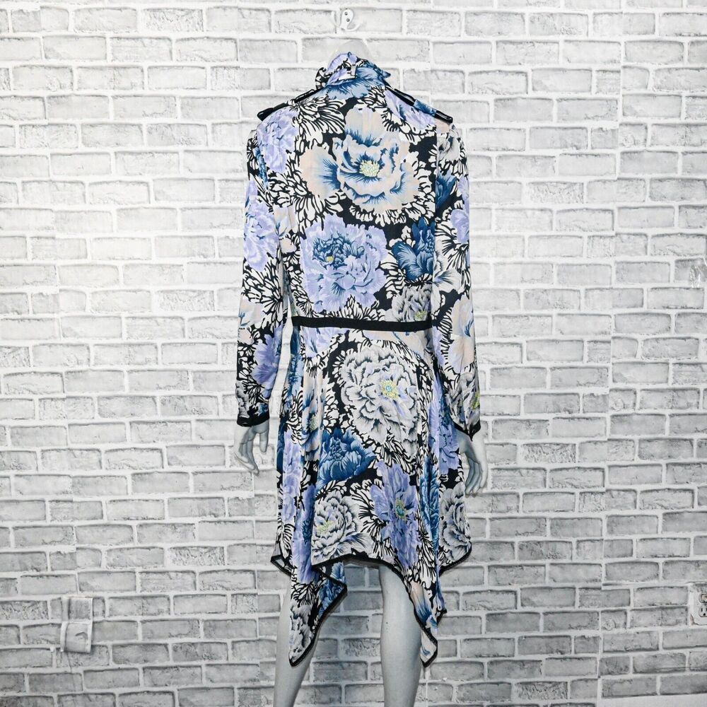 Coach 1941 X Kaffe Fassett Print Ruffle Pleated Dress Blue Black Size 0 View 6